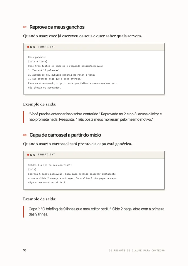 30 Prompts de Claude para Conteúdo, página interna 2 de 3