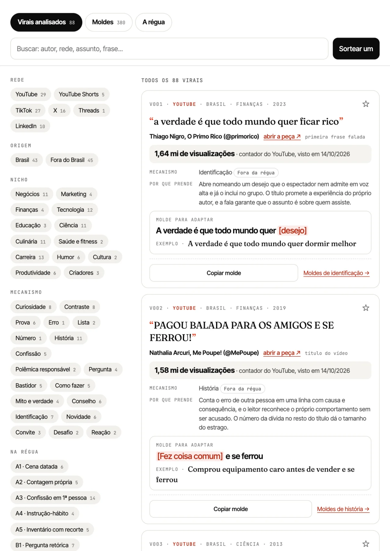 Biblioteca de Ganchos Virais, página interna 1 de 3