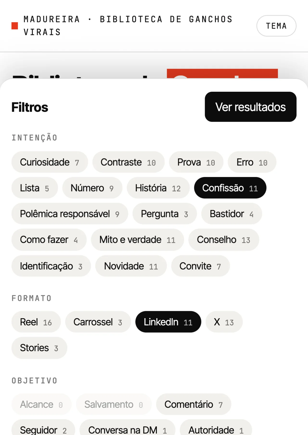 Biblioteca de Ganchos Virais, página interna 2 de 3