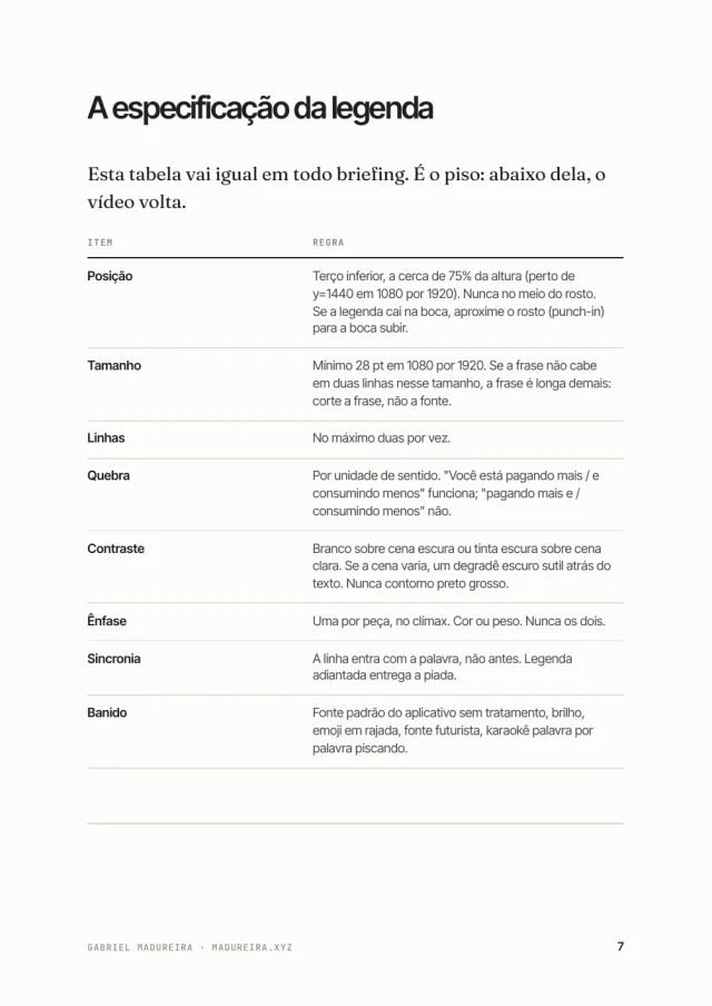 Briefing para Editor de Vídeo, página interna 1 de 3