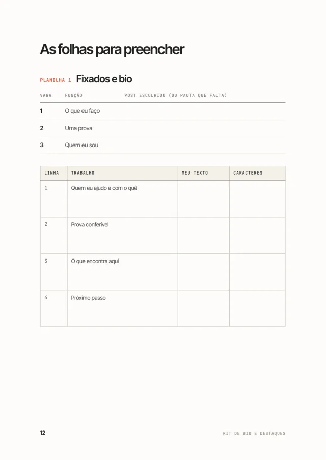 Kit de Bio e Destaques, página interna 3 de 3